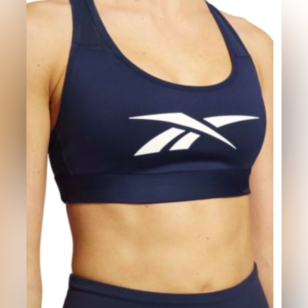 REEBOK LUX VECTOR Reebok Navy and White Sports Bra